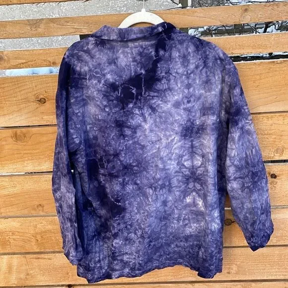 Amadi Hilde Tie Dye Purple Boho Oversized Blazer Size L Made in USA     - Picture 7 of 7